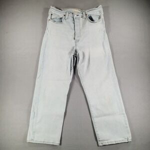 Levi's Ribcage Straight Ankle Jeans Womens 31 High Rise Denim Button Fly Blue